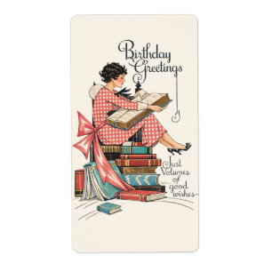 Vintage Book Lover Birthday Illustration