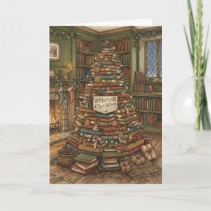 Vintage Book Lovers Festive Library Card