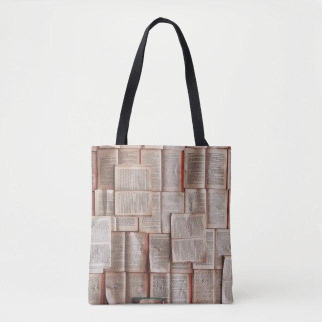Vintage Book pages Open Books Bibliophile Tote Bag (Front)