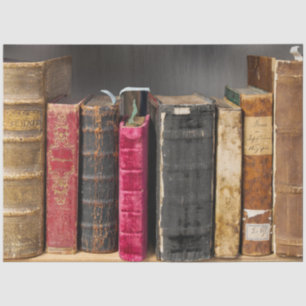 Vintage Book Shelf 20x30 Decoupage Tissue Paper