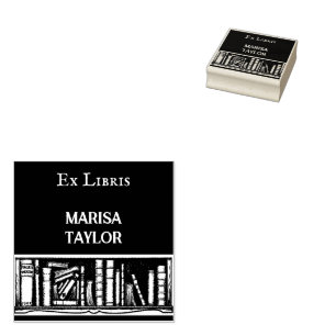 Vintage book shelf ex libris rubber stamp