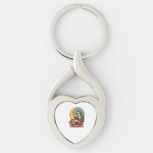 Vintage Book Sloth Reading Lover Cute Retro Design Keychain