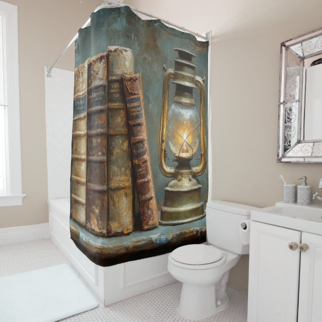 Vintage Book Stack Painting Antique Library Wall (In Situ)