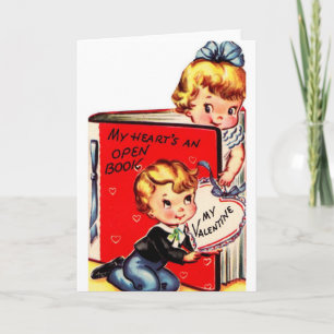 Vintage Book Valentine's Day Greeting Card