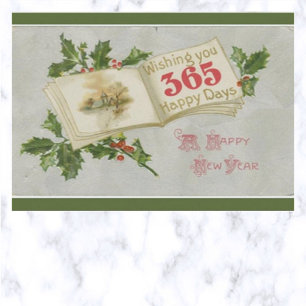 Vintage Book With New Year Greetings for 365 Days  Postcard