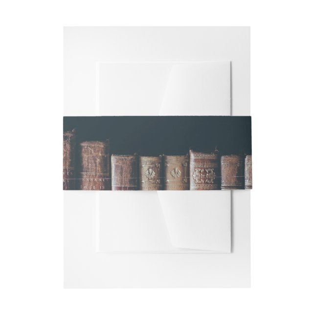 Vintage Bookcase Invitation Belly Band (Front Example)