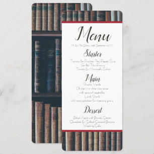 Vintage Bookcase Menu Invitation