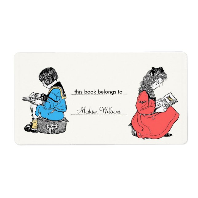 Vintage Bookplate Personalized Book Label (Front)