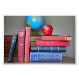 Vintage Books and Apple for the Teacher Photo Print