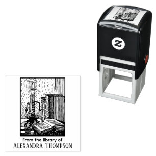Vintage Books and Candle Library Book Name Self-inking Stamp