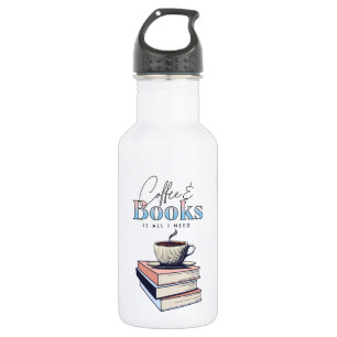 Vintage Books and Coffee is All I Need   532 Ml Water Bottle