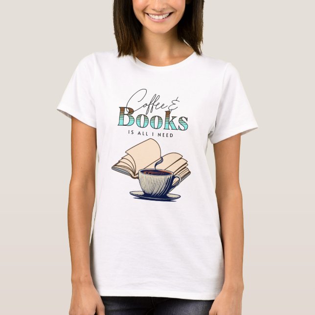Vintage Books and Coffee Lover T-Shirt (Front)