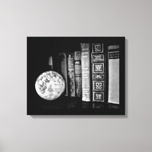 Vintage Books and Globe Canvas Print