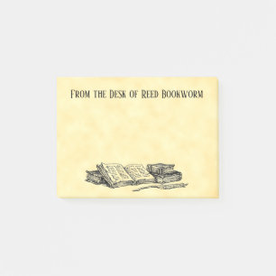 Vintage Books and Writing Quill Custom Stickies Post-it Notes