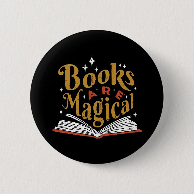 Vintage Books Are Magical 2 Inch Round Button (Front)