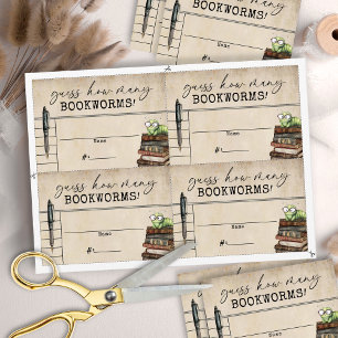 Vintage Books Baby Shower Bookworm Guessing Card