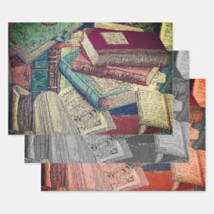 Vintage Books Background Wrapping Paper Sheet