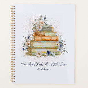  Vintage Books  Beige Blue Flowers Quote Teacher Planner
