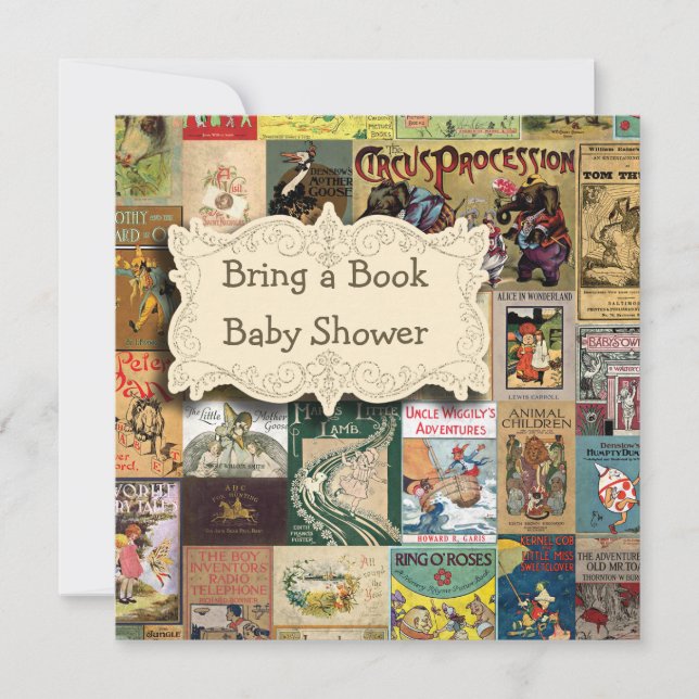 Vintage Books Bring A Book Baby Shower Invitation (Front)