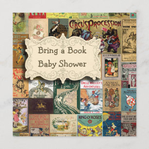 Vintage Books Bring A Book Baby Shower Invitation