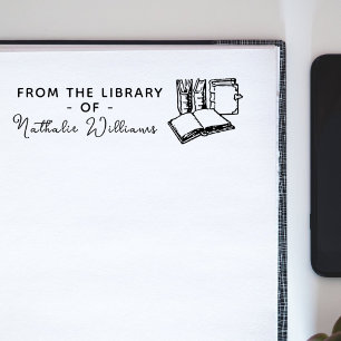 Vintage Books Elegant Script Custom Library Books Self-inking Stamp