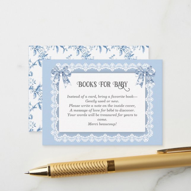 Vintage Books for Baby Shower Enclosure Card  (Front/Back In Situ)