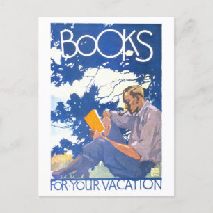 Vintage "Books for Your Vacation" Poster Postcard