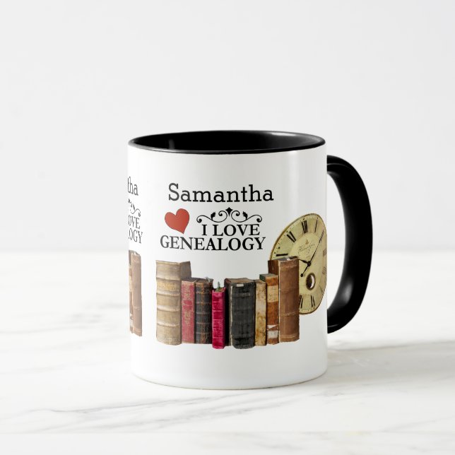 Vintage Books Genealogy Family Tree Mug (Front Right)