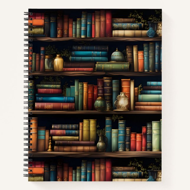 Vintage Books on Bookshelf Pattern (Front)