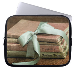 Vintage Books With Mint Ribbon Freelance Writer Laptop Sleeve