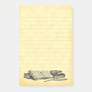 Vintage Books Writing Quill Faux Parchment Lined Post-it Notes