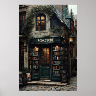 Vintage Bookstore Print, Dark Academia Poster