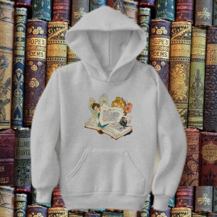 Vintage Bookworm Fairy Reading Illustration