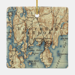 Vintage Boothbay Harbour ME Ceramic Ornament