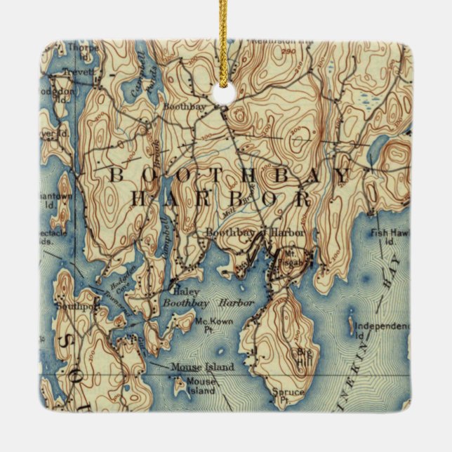 Vintage Boothbay Harbour ME Ceramic Ornament (Back)