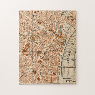 Vintage Bordeaux France Map 11x14 Jigsaw Puzzle