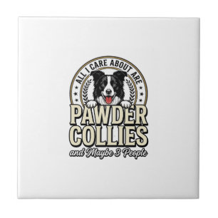 Vintage Border Collie Dog Lover Funny Shirt Design Tile