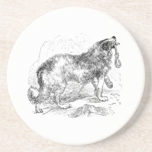 Vintage Border Collie Dog Template Coaster