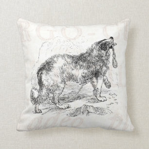 Vintage Border Collie Dog Template Throw Pillow