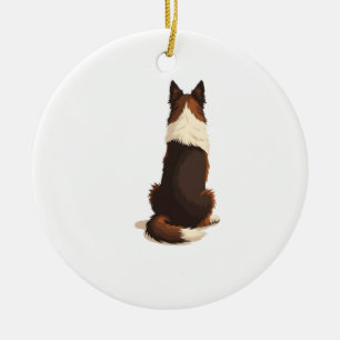 Vintage Border Collie From Behind Dog Illustration Ceramic Ornament