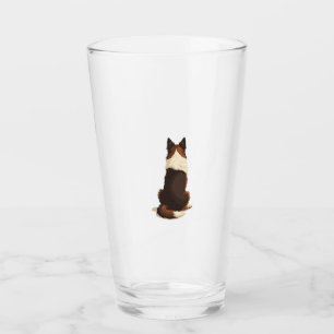 Vintage Border Collie From Behind Dog Illustration Glass