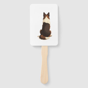 Vintage Border Collie From Behind Dog Illustration Hand Fan