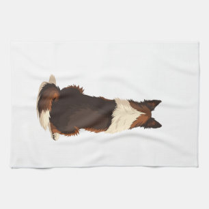 Vintage Border Collie From Behind Dog Illustration Kitchen Towel