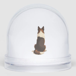 Vintage Border Collie From Behind Dog Illustration Snowglobe