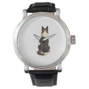 Vintage Border Collie From Behind Dog Illustration Watch