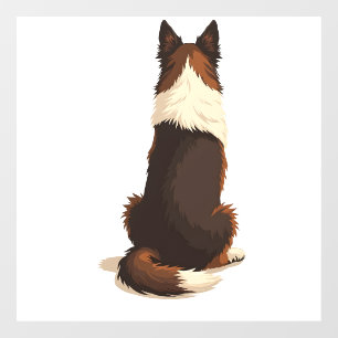Vintage Border Collie From Behind Dog Illustration Window Cling