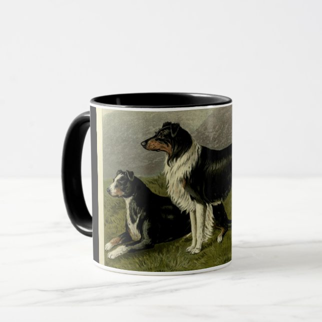 Vintage border collie sheep dog mug (Front Left)