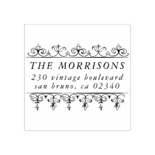 Vintage Border Elegant Family Name Return Address Rubber Stamp