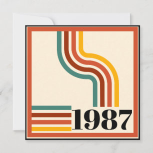 Vintage Born in 1987 Retro Stripe 40th Birthday Invitation