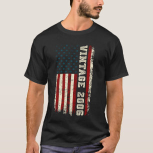 Vintage Born In 2006 American Flag 19th Birthday 1 T-Shirt